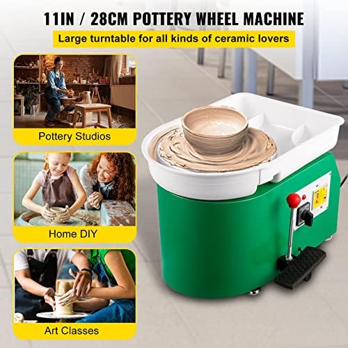 VEVOR Pottery Wheel for Adults, 11in Forming Machine, Adjustable 60-300RPM Speed, Handle & Foot Speed Control, ABS Detachable Basin 18pcs Sculpting Tools Kit for Beginners, 350W Green - Image 2