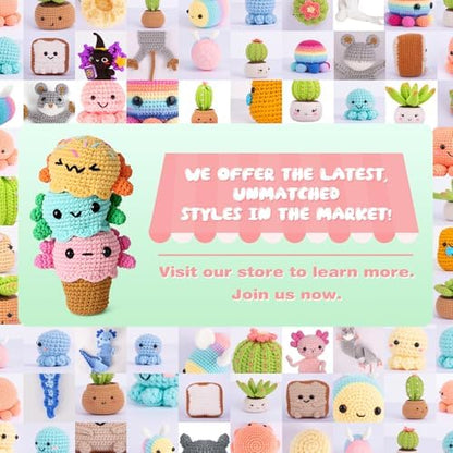 Crochetta Crochet Kit for Beginners, Crochet Starter Kit w Step-by-Step Video Tutorials, Beginner Crochet Kit for Adults Kids Women Men Complete Kit Included (Ice Cream Axolotls) - Image 5