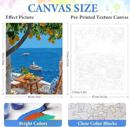 ZRIZQ Paint by Numbers Kit for Adults Beginner,Lemon Tree Sea,16x20 - Image 2