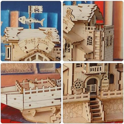 3D Wooden Puzzles for Adults, DIY Pirate Ship Model Building Kit - Image 3