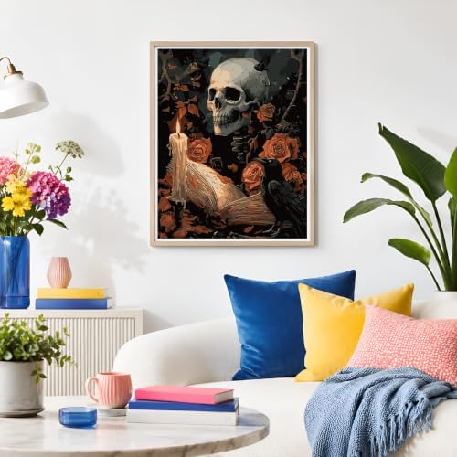 NXIKYO Skull Paint by Numbers Kit for Adults Beginner, Roses Book Adult Paint by Number Kits on Canvas, DIY Acrylic Oil Easy Painting by Numbers for Home Wall Decor 16 X 20 inch (Without Frame) - Image 6