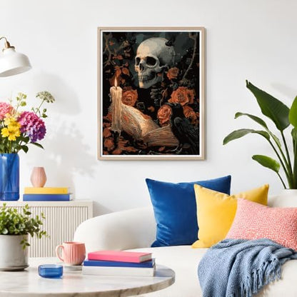 NXIKYO Skull Paint by Numbers Kit for Adults Beginner, Roses Book Adult Paint by Number Kits on Canvas, DIY Acrylic Oil Easy Painting by Numbers for Home Wall Decor 16 X 20 inch (Without Frame) - Image 6
