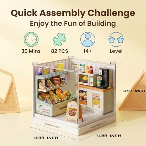 Convenience Store Super Miniature House Kit - DIY Plastic 3D Model Building Set for Teens, Build Your Own Mini Mart with Dustproof Case, Creative Craft Gift for Girls Women - Image 2