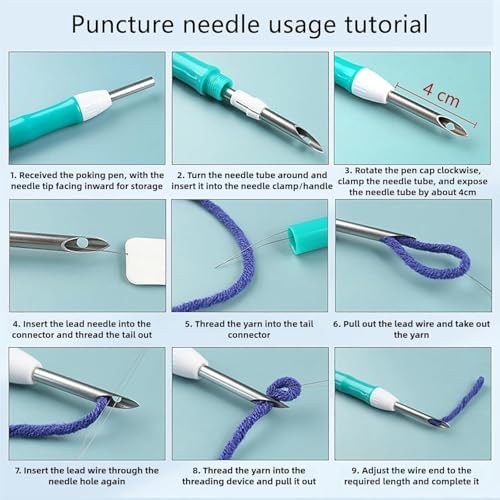 Punch Needle Kit for Beginners, Punch Stitching Kit for Adults, Needle Punch Kits for Adults with Rabbit and Moon Design, Great for DIY Crafts, Embroidery, and Festival Decorations - Image 3