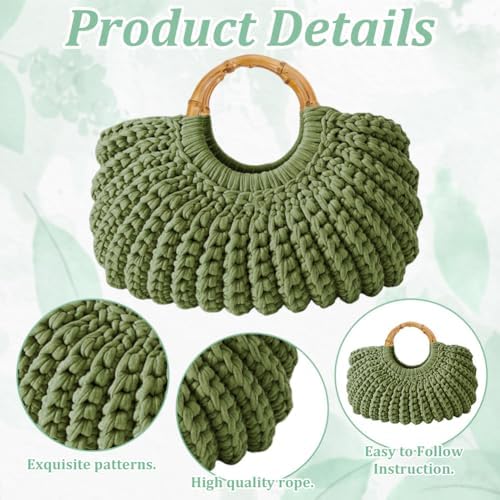 BEUNITONE Crochet Bag Kit for Adults Crochet Bag with Step-by-Step Video Tutorials Crochet Kit for Beginners Complete Crochet Supplies to Make a Bag DIY Crochet bags for Crocheting Lovers Crochet Gift - Image 3