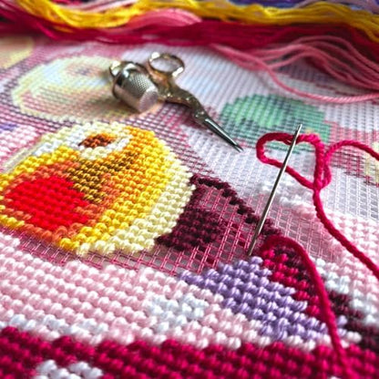 Brvsk Fauvist Stamped Cross-Stitch Kit for Adults and Beginners — Still Life with Apples on Pink Cloth by Henri Matisse 16″ × 16″ with Clear, Precise Printed Design on Cotton Canvas - Image 3