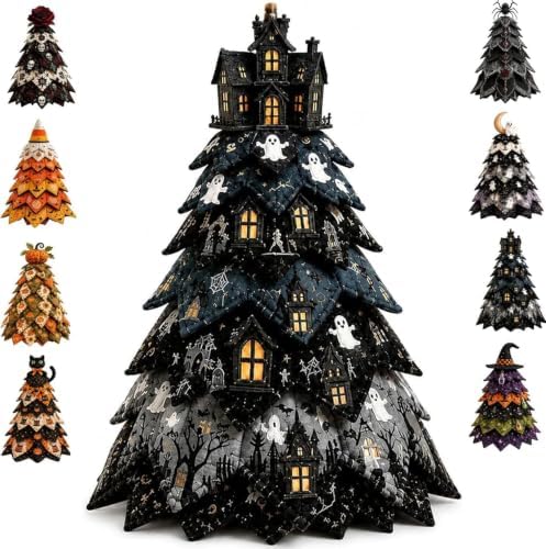 HZSprance DIY Quilted Christmas Tree Kit –3D Fabric Patchwork Kit(BlackA) by HZSprance