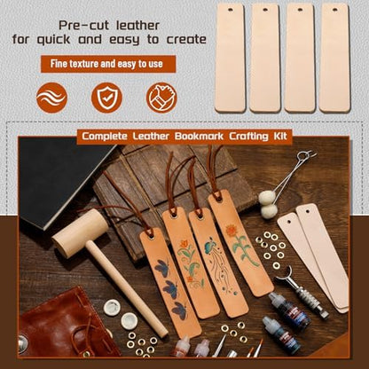 Leather Crafting Kit, Leather Bookmarks Making Kit Tools Supplies Tutorial - Image 4