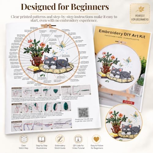 Thinas Embroidery Kit for Beginners Adults, 3 Pack Stamped Dog Embroidery Starter Set with Patterns & Video Tutorial, DIY Sewing Craft Supplies for Dog Lovers, Home Decor Gift Idea - Image 5