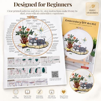 Thinas Embroidery Kit for Beginners Adults, 3 Pack Stamped Dog Embroidery Starter Set with Patterns & Video Tutorial, DIY Sewing Craft Supplies for Dog Lovers, Home Decor Gift Idea - Image 5