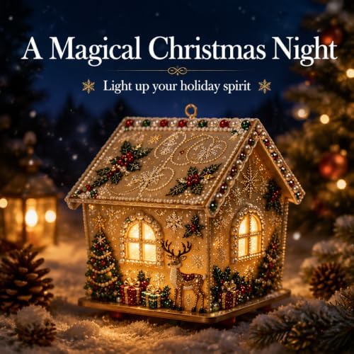 3D Christmas Wooden House Pearl Diamond Painting Kits for Adults, Beginners - Image 2