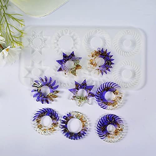 Yayatty Epoxy Resin Molds Kit, Gear Silicone Molds Geometry Pendant Jewelry Casting Resin Silicone Molds with Holes, Black Wax Rope and Pendant Buckle for Jewelry Making - Image 3
