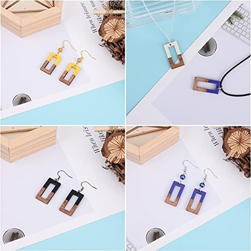 FASHEWELRY 50Pcs Resin Wooden Pendants Mixed Color Rectangle Vintage Resin Wood Statement for DIY Necklace Earring Making - Image 3