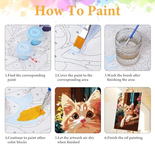 Okarina Framed Paint by Numbers Kit for Adults, Ginger Cat Decor 8x12 Inch - Image 6