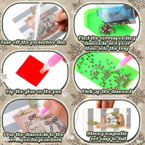 Saillong 12 Pack Neutral Christmas Diamond Painting Greeting Card Kits DIY Gray Christmas Diamond Art Cards with Envelopes Xmas 5D Rhinestones Painting Kit for Adults DIY Craft Family Friend Xmas Gift - Image 6