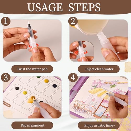 NaTuGi 2Pac Watercolor Workbook for Adults,Watercolor Coloring Book,Portable Watercolor Painting Books,Creative Stress Relief Kit,Suitable for Beginners Birthday Gift(Birds and Time) - Image 5