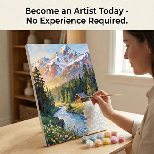 Amphol Paint by Number Kit for Adults Beginners - 16x20 Inch DIY Mountain Morn Paint by Numbers, Unframed Landscape Oil Painting Kit for Home Wall Decor, Stress Relief with Acrylic Paint Set - Image 4