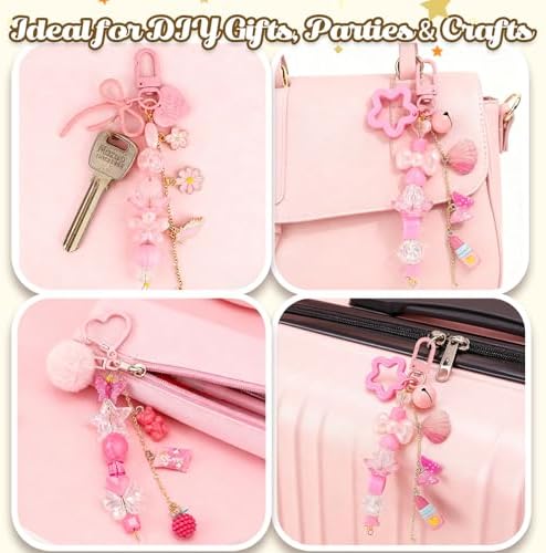 Ecoofor 249Pcs Keychain Making Kit for Kids & Adults – Includes 15 Keychain Clips, 16.4 Feet Chains, 100 Charms, Beading Accessories, Jewelry Pliers – DIY Bag Charms & Jewelry Craft Kit Supplies - Image 5