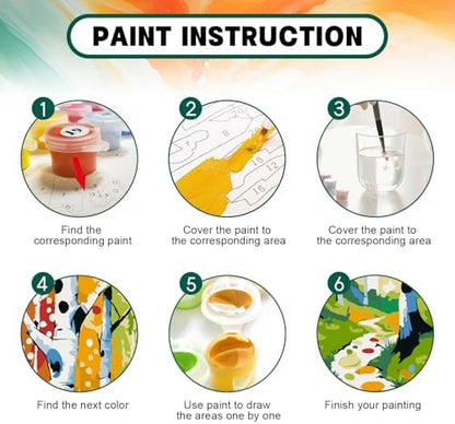 Paint by Numbers Kit for Adults Beginner & Kids Age 8-12 with Wooden Frame, Easy Adult Paint by Number Kits on Canvas, DIY Acrylic Watercolor Oil Paint by Number for Adults for Home Decor 8x12 Inch - Image 4