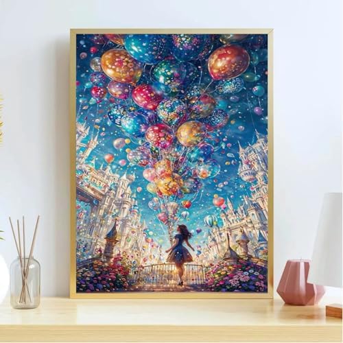 koemhxb Fantasy Paint by Numbers Kit for Adults Beginners, DIY Balloons and Castle Acrylic Painting on Canvas for Home Wall Art Decor 16x20 Inch - Image 3