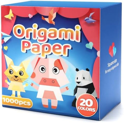 IOOLEEM Origami Paper, 1000 Sheets, 20 Colors, 6 Inch Square, Double Sided Colored Paper for Crafts DIY Party & Decoration by IOOLEEM