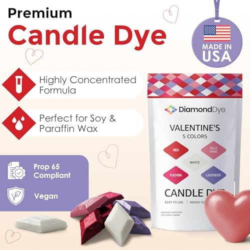 Valentine Candle Dye Chips, Soy & Paraffin Candle Making, 5 Colors - Image 2