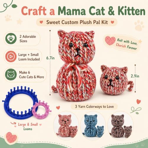 Aeelike Beginner Round Loom Kit,Vedio Learn to Knit Cat,Family Craft Gift - Image 5