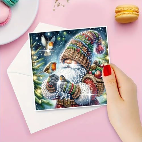 DIY Diamond Greeting Cards Set, 5D DIY Diamond Art Painting Festival Style Greeting Card, DIY Christmas Card Making Kits for Family Friends Handmade Gift-#01-6PC Goblin - Image 6