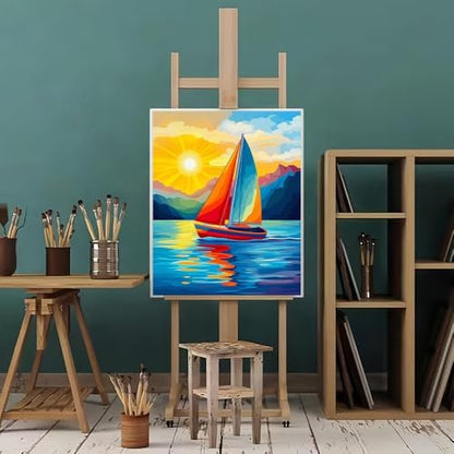 Natuyalo Sailboat Paint by Numbers Kit for Adults - Sunset Landscape Painting by Number on Canvas Without Frame, DIY Acrylic Art Crafts for Ideal Gift Home Wall Decor (16x20 Inch) - Image 2
