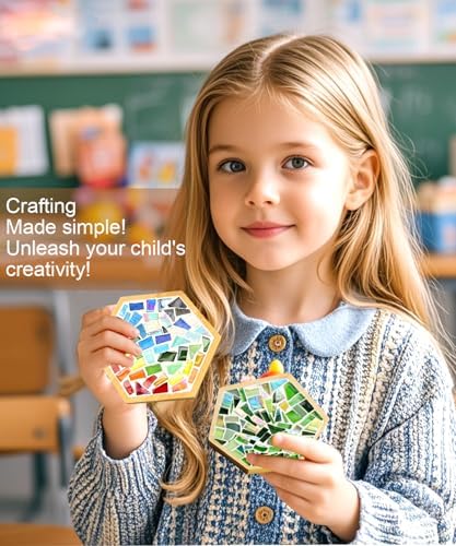 Kids Mosaic Coaster Kit – 4-Pack, Non-Toxic Crafts Ages 6-12 - Image 2