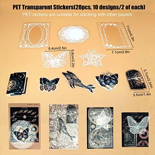 Esweny 100 PCS Vintage Ephemera Pack Journaling Scrapbooking Supplies Scrapbook Sticker Paper Kit for Junk Journal Planners Collage Craft Notebooks Decoupage Album (Space) - Image 5