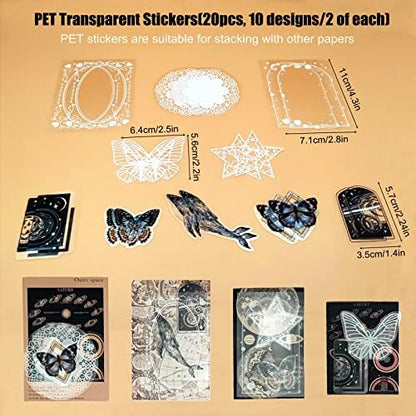 Esweny 100 PCS Vintage Ephemera Pack Journaling Scrapbooking Supplies Scrapbook Sticker Paper Kit for Junk Journal Planners Collage Craft Notebooks Decoupage Album (Space) - Image 5