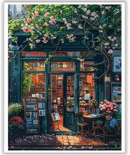 HITO Bookstore Paint by Numbers Kit for Adults 16x20 Inch Frameless by HITO