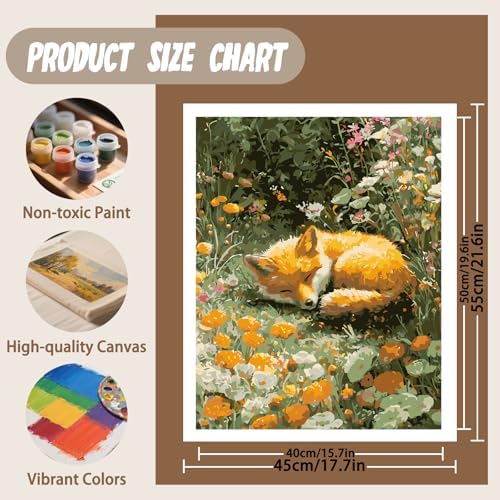 XTCIXAL Paint by Numbers Kit for Adults, Fox, 16X20 Inch - Image 4