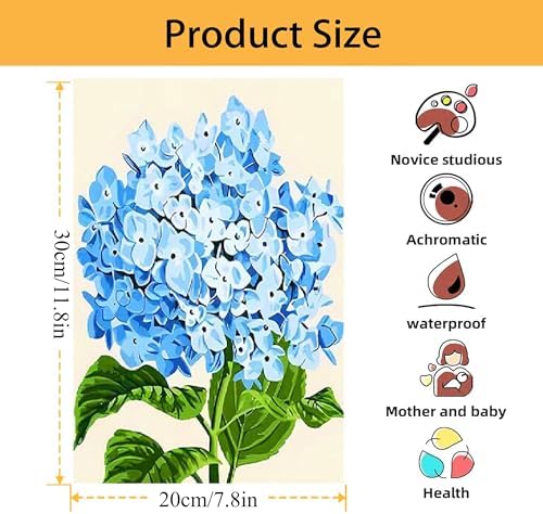 Mowana Paint by Numbers Kit for Adults - Hydrangeas Adult Paint by Numbers for Beginners on Canvas with Frame and Easel, Easy Acrylic Oil Painting by Number Kits 8x12 inch - Image 6
