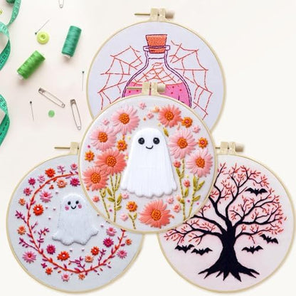 SCECALA 4 Pack Pink Halloween Embroidery Kit for Beginners - Image 7
