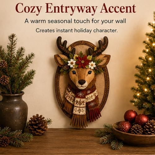 DIY Felt Santa Head Wall Decor Kit, Hanging Christmas Ornament, Fabric - Image 3