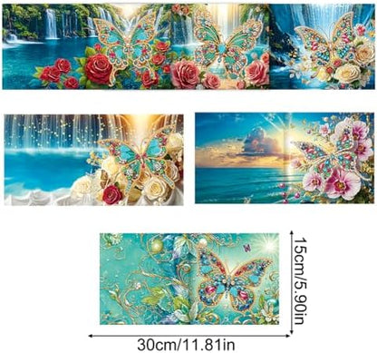 jinglinhh 6pcs Butterfly Roses Flower Waterfall Diamond Art Painting Greeting Cards with Envelopes, DIY Card Making Kits for Adults, Diamond Art Postcards Holiday Cards Craft Gifts - Image 2