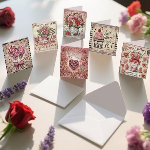 C'eitura 6Pcs Romantic DIY Diamond Art Painting Greeting Cards Kit | I Love You Valentine's Anniversary Wedding Cards | All Occasion Love Theme Blank Note Cards for Her Him & Couples - Image 7