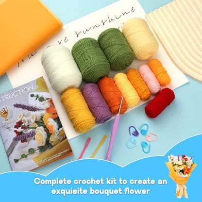 Iuuidu Crochet Kit for Beginners, Flower Bouquet Crochet Kit Rose - Image 4