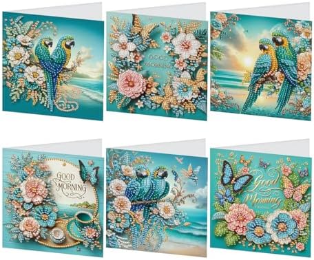 JISHSHAY 6 PCS Bird Butterfly Diamond Painting Greeting Cards Good Morning Diamond Art Birthday Cards with Envelopes Gem Art Gem Painting Mosaic Kits for Adults for Thanksgiving Anniversary Valentine by Unknown
