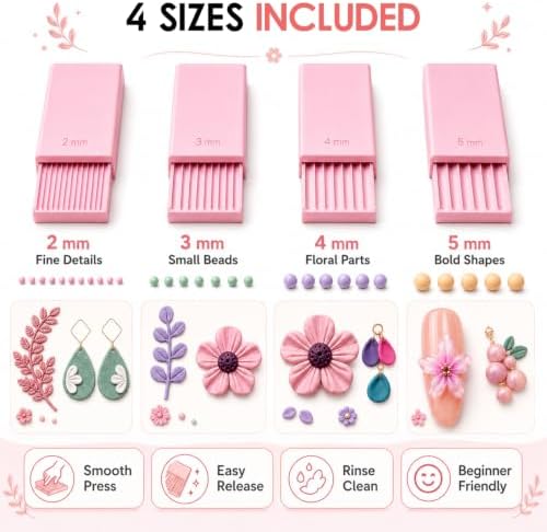 3D Print Clay Gel Ball Maker Tool,Mini Polymer Clay Bead Maker,for 3D Gel Flowers, Sphere Shaper Roller Tool for Perfect Round Beads, Earrings & Jewelry Making (2-5MM Pink) - Image 2