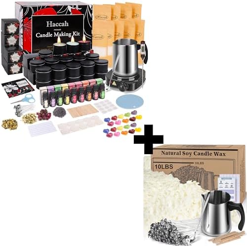 Haccah Complete Candle Making Kit with Wax Melter,Candle Making Supplies,DIY Arts&Crafts Kits Gift for Kids,Beginners,Adults,Including Soy Wax, Electronic Stove,Wicks,Rich Scents, Etc. by CandleMakingKits