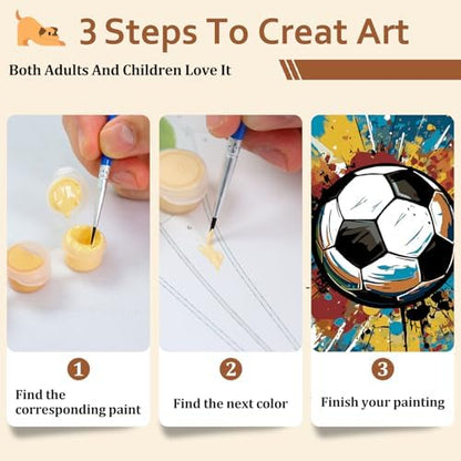 Reivworl Soccer Paint by Numbers Kit for Adults Beginner, 16" Wx20 L Soccer Paint by Number for Adult, Acrylic Painting Kits with Canvas for Gifts and Wall Decor - Image 7
