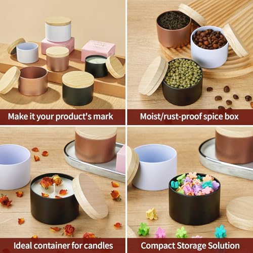 MGLIFEUL 4oz Candle Tins Jars Cans with Lids and Wax Wick for Making Candle - Image 6