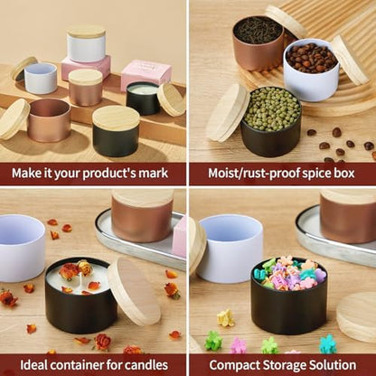 MGLIFEUL 4oz Candle Tins Jars Cans with Lids and Wax Wick for Making Candle - Image 6