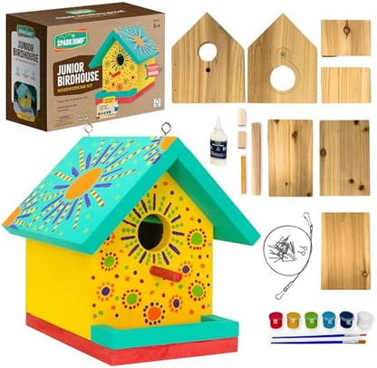Jr Bird House Kit, DIY Cedar Wood Birdhouse for Outdoors with Paint by SparkJump