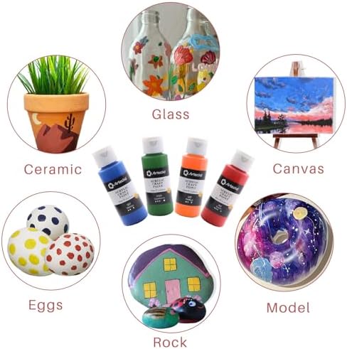 Artecho Acrylic Paint Set 48 Colors 2oz/59ml with 12 Brushes, Art Supplies - Image 5