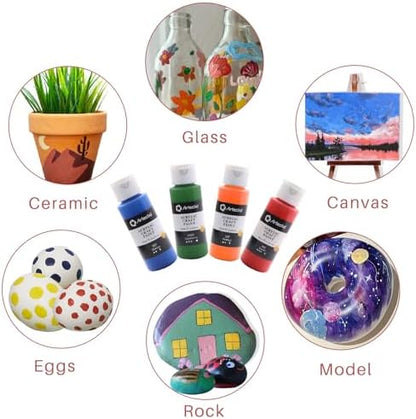 Artecho Acrylic Paint Set 48 Colors 2oz/59ml with 12 Brushes, Art Supplies - Image 5