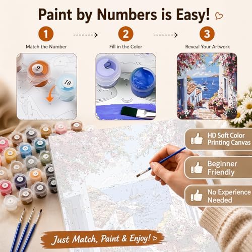 AUKELHJ Paint by Numbers Kit for Adults Beginner, Seaside Town, 16X20 Inch - Image 5